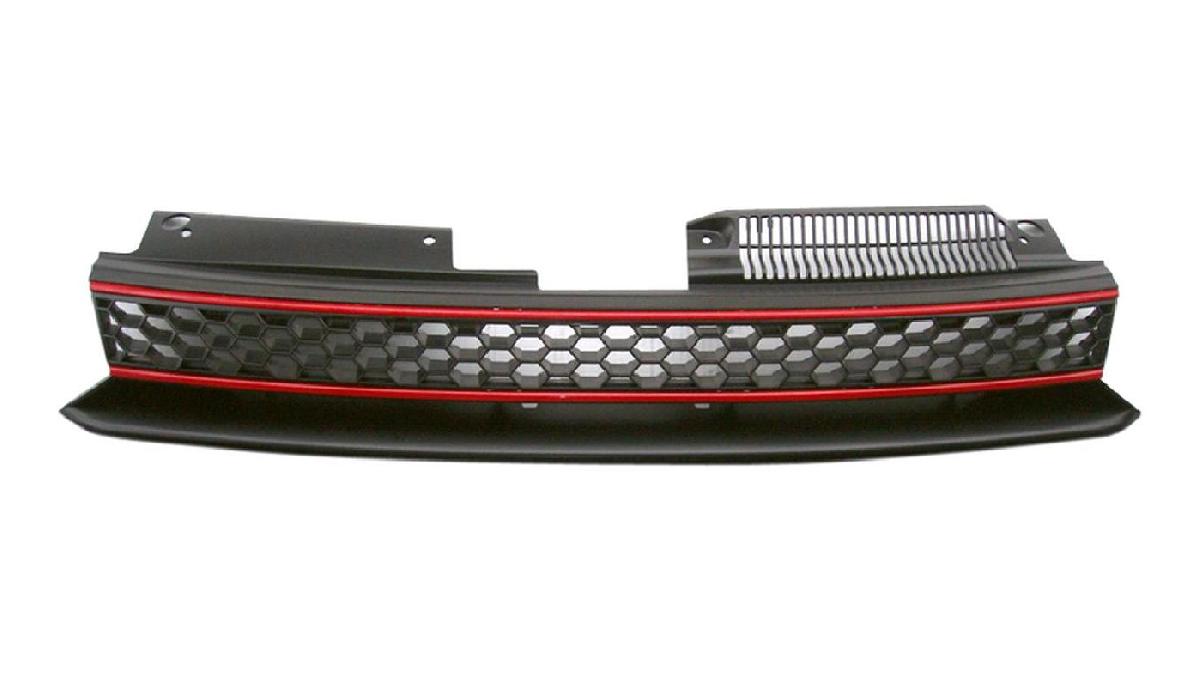 Grille+sans+logo+sur+mesure+pour+Volkswagen+Golf+VI+GTi+2008-2012+-+Noir%2FRouge